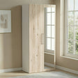 Connect Modular 2 Door White and Oak Wardrobe with Mirrored Door 100x55x224cm CON-2DR-R1M - FurniComp