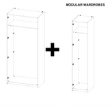 Connect Modular 1 Door White and Oak Wardrobe 50x55x224cm CON-1DR-R - FurniComp