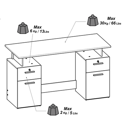 Corte Large White and Oak Office Desk with Hutch and Drawers - FurniComp