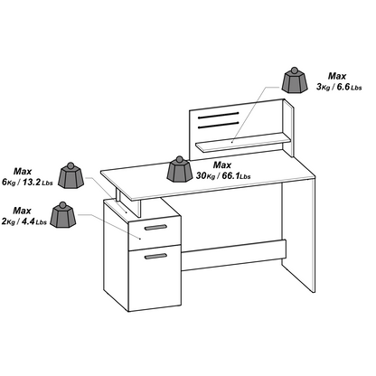 Corte Large White and Graphite Grey Office Desk with Hutch and Drawers - FurniComp