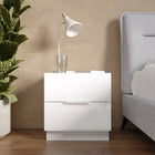 Cuba 2 Drawer Bedside Table - White High Gloss