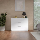 Cuba 3 Drawer 110cm Chest of Drawers - White High Gloss - FurniComp