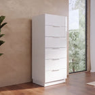 Cuba 6 Drawer 50cm Tall Chest of Drawers - White High Gloss