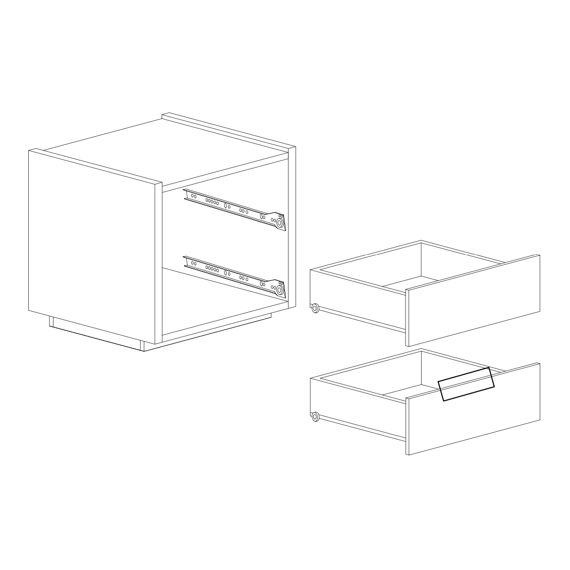 Cuba 2 Drawer Bedside Table - White High Gloss - FurniComp