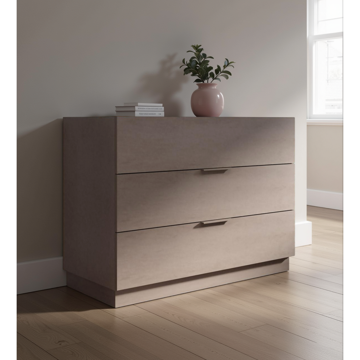Cuba 3 Drawer 110cm Chest of Drawers - Bronze & Mercure Oak - FurniComp