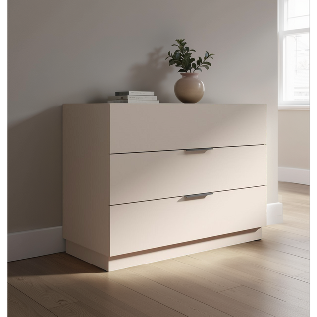 Cuba 3 Drawer 110cm Chest of Drawers - Cashmere & Anthracite - FurniComp