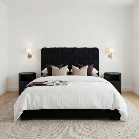 Dahlia Black Velvet Fabric Bed Frame - FurniComp