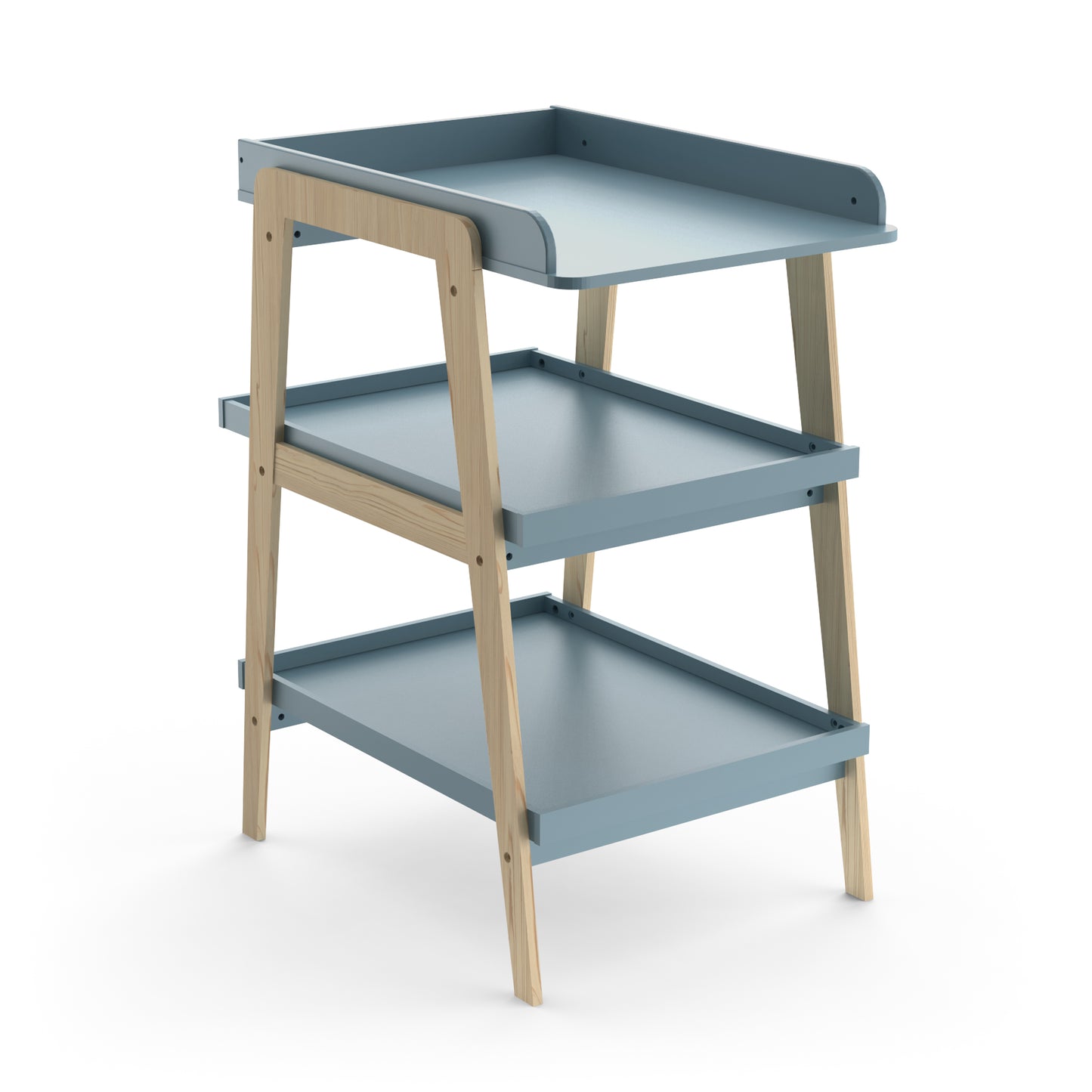 Daisy 3-Tier Open Baby Changing Unit- Blue & Oak - FurniComp