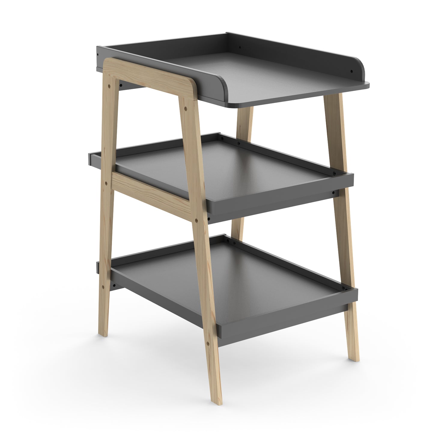 Daisy 3-Tier Open Baby Changing Unit- Concrete Grey & Oak - FurniComp