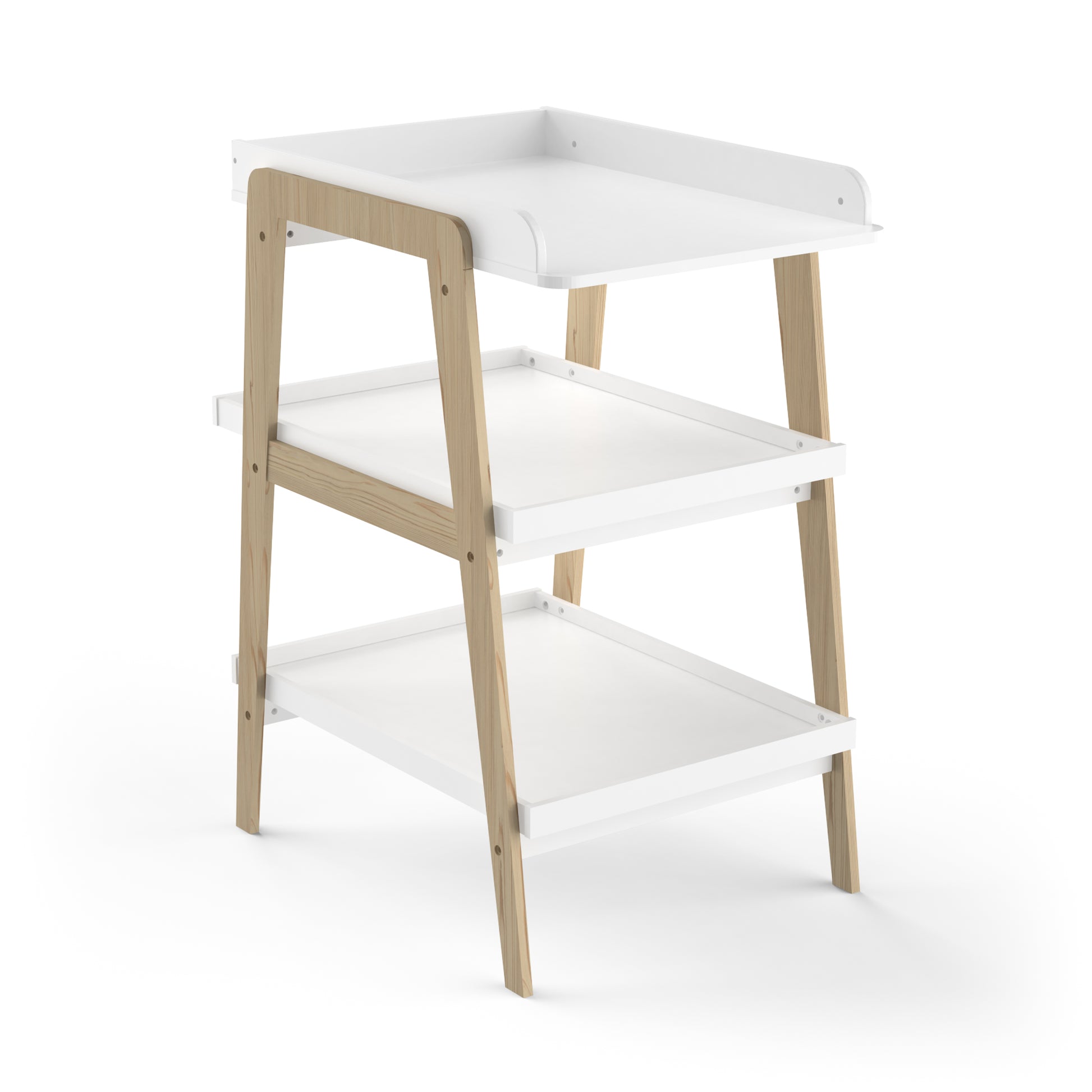 Daisy 3 Tier Open Baby Changing Unit- White & Oak - FurniComp