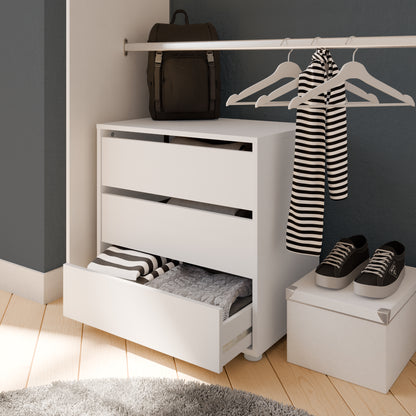 Dallas Universal 3 Drawers Matt White 60cm Internal Chest of Drawers for Wardrobes - FurniComp