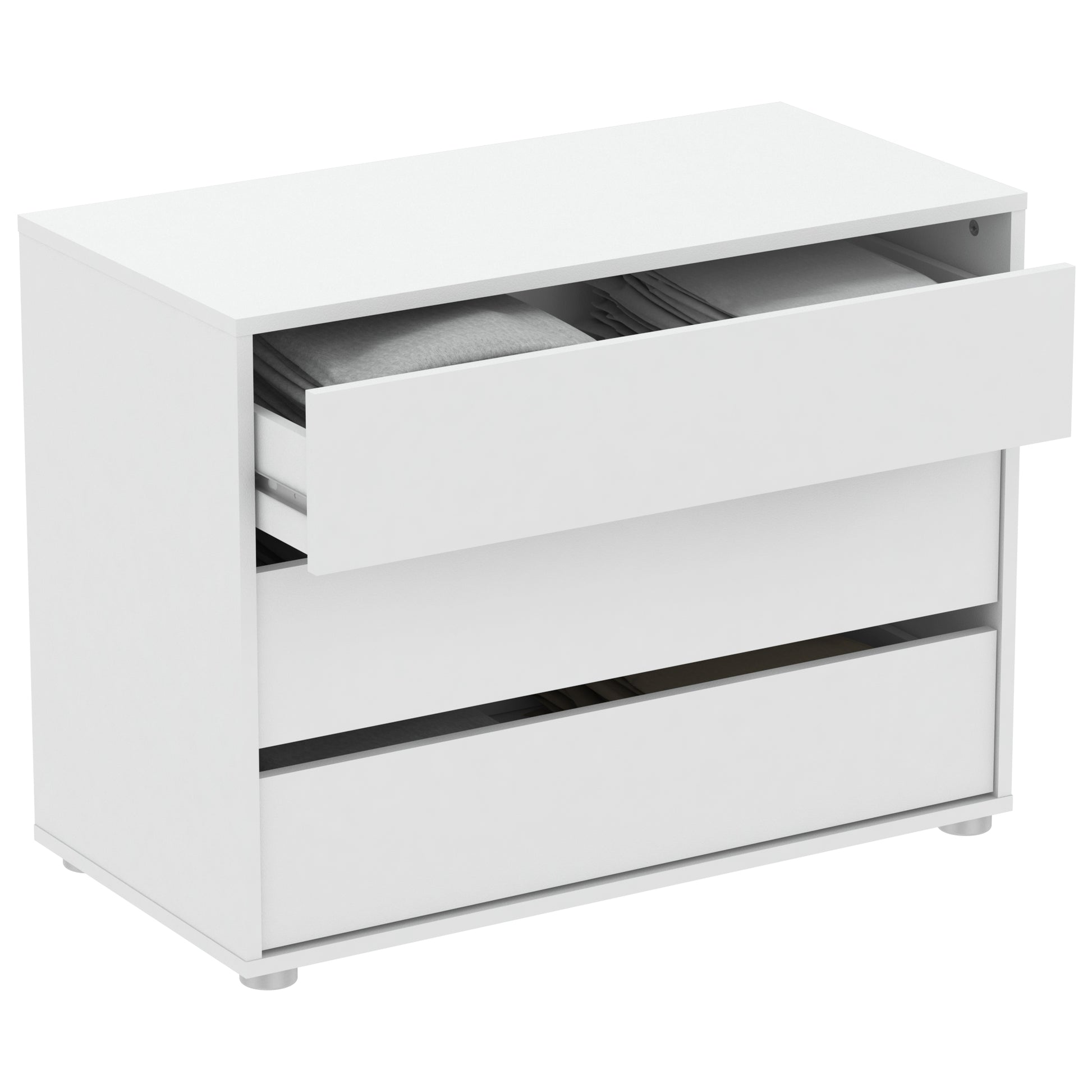 Dallas Universal 3 Drawers Matt White 80cm Large Internal Chest of Drawers for Wardrobes - FurniComp