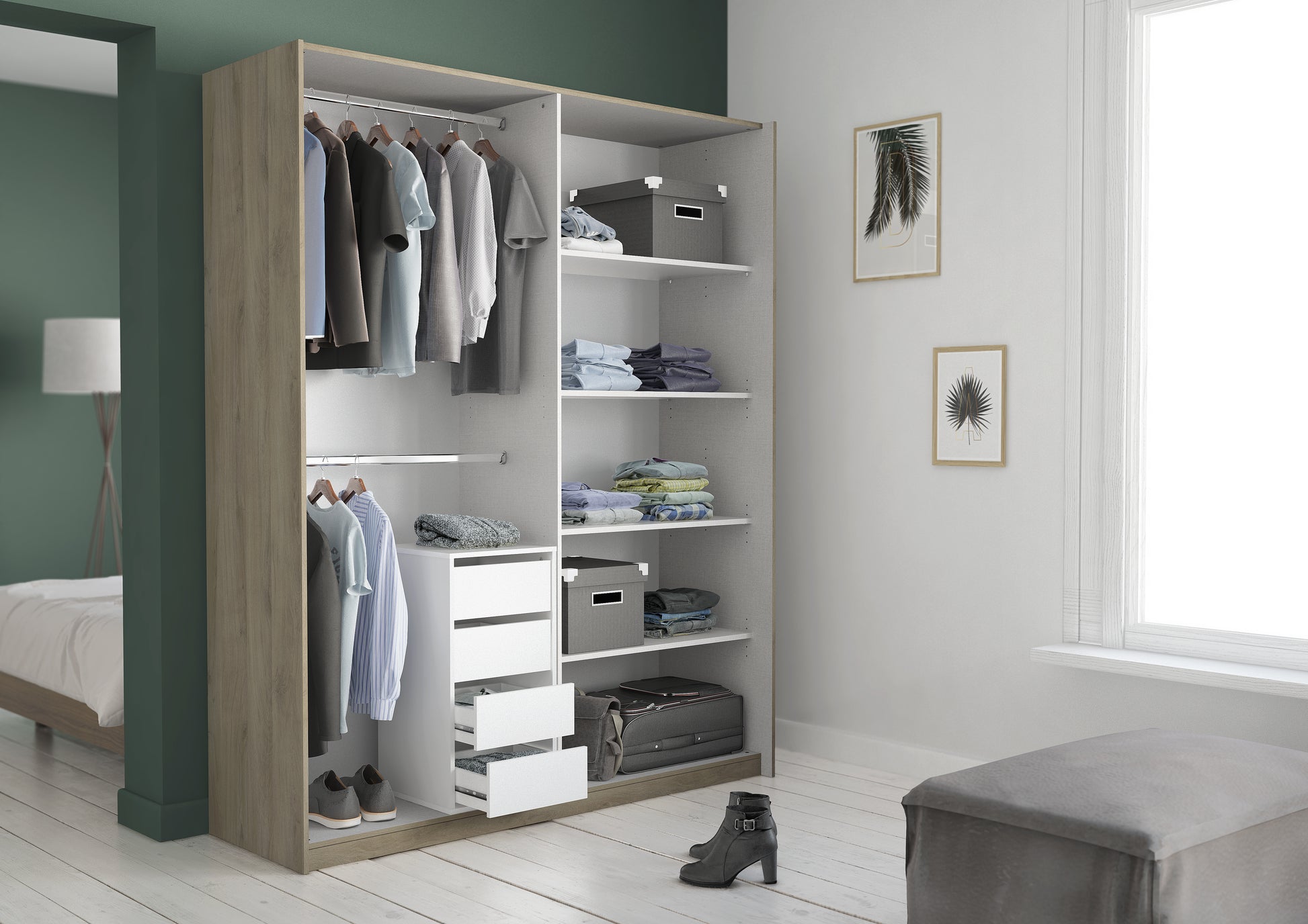 Dallas Universal 3 Drawers Matt White 80cm Large Internal Chest of Drawers for Wardrobes - FurniComp