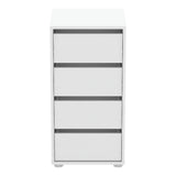Dallas Universal 4 Drawers Matt White 40cm Tall Narrow Internal Chest of Drawers for Wardrobes - FurniComp