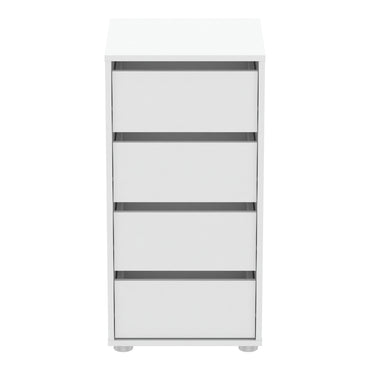 Dallas Universal 4 Drawers Matt White 40cm Tall Narrow Internal Chest of Drawers for Wardrobes - FurniComp