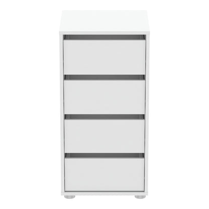 Dallas Universal 4 Drawers Matt White 40cm Tall Narrow Internal Chest of Drawers for Wardrobes - FurniComp