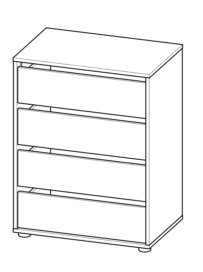 Dallas Universal 4 Drawers Matt White 60cm Large Internal Chest of Drawers for Wardrobes - FurniComp