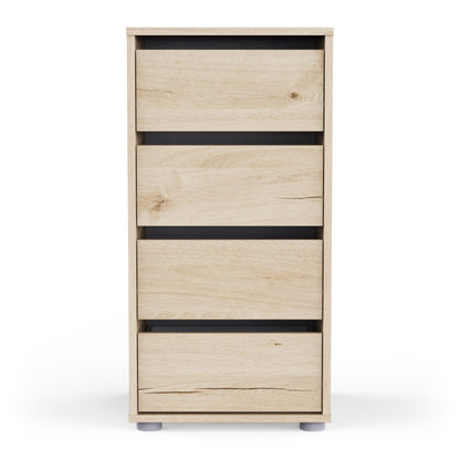 Dallas Universal 4 Drawers Royal Oak 40cm Tall Narrow Internal Chest of Drawers for Wardrobes - FurniComp