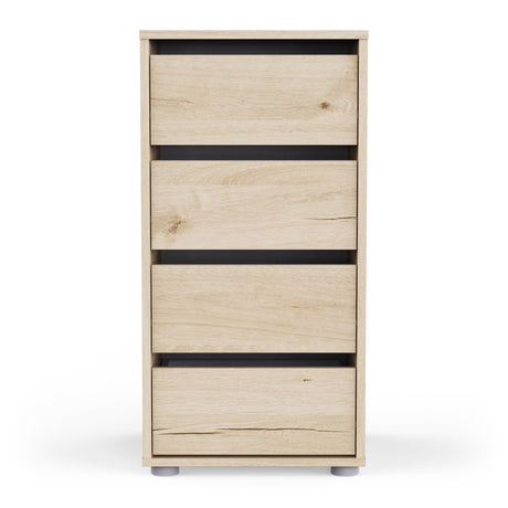 Dallas Universal 4 Drawers Royal Oak 40cm Tall Narrow Internal Chest of Drawers for Wardrobes - FurniComp