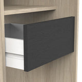 Dawn 2 Drawer Open Wardrobe with Textile Curtain - Black & Oak - FurniComp