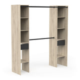 Dawn 2 Drawer Open Wardrobe with Textile Curtain - Black & Oak - FurniComp