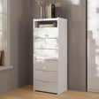 Dune 6 Drawer 50cm Tall Chest of Drawers - White High Gloss - FurniComp