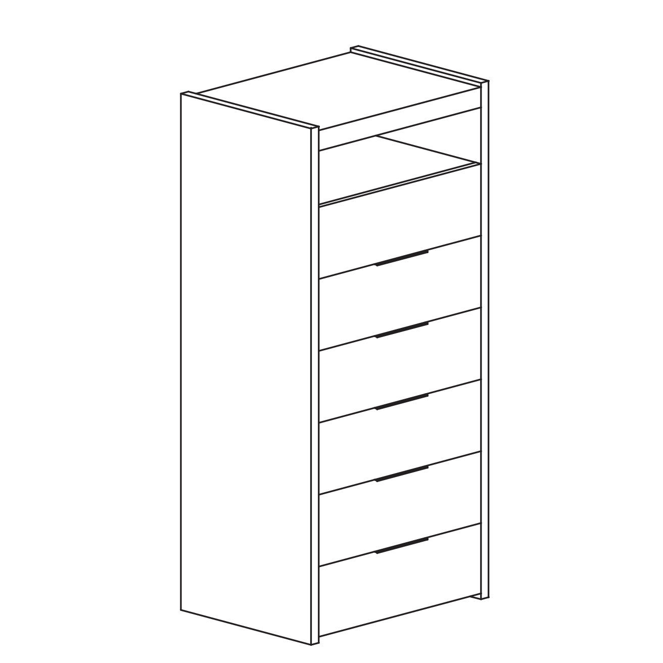 Dune 6 Drawer 50cm Tall Chest of Drawers - White High Gloss - FurniComp
