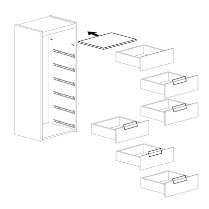 Dune 6 Drawer 50cm Tall Chest of Drawers - White High Gloss - FurniComp