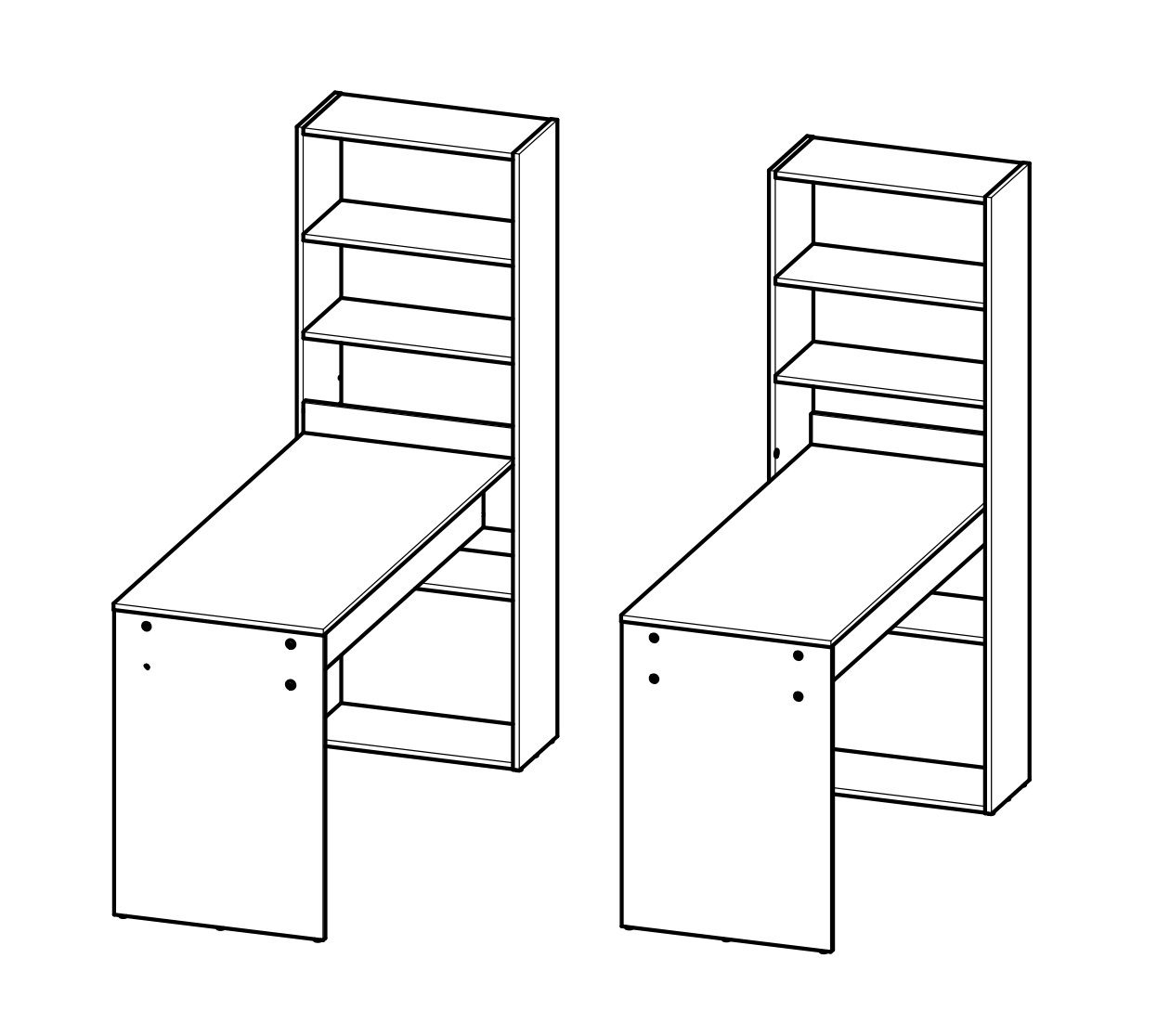 Echo Corner Office Desk with Bookcase - Matt White & Oak - FurniComp