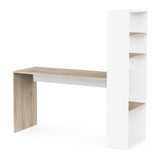Echo Corner Office Desk with Bookcase - Matt White & Oak - FurniComp