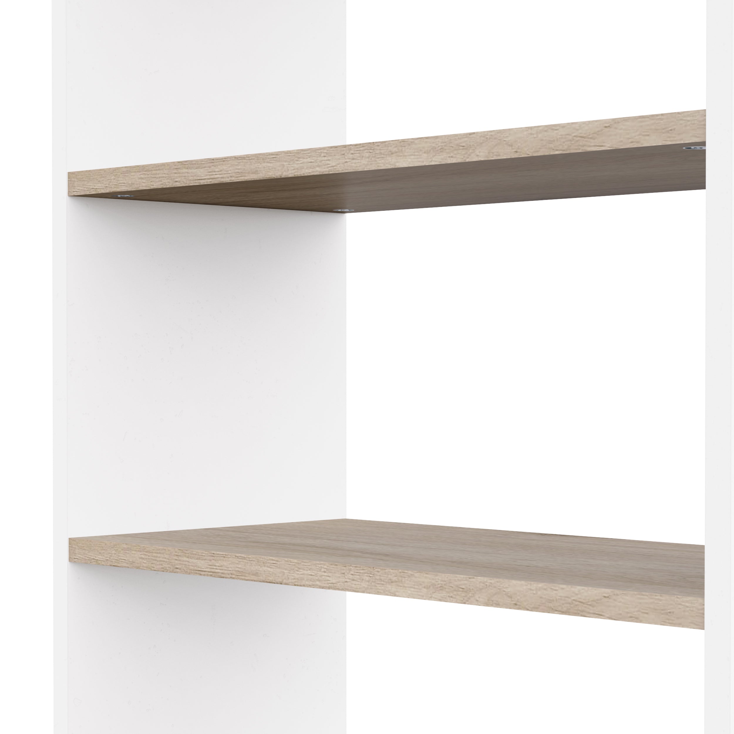 Echo Corner Office Desk with Bookcase - Matt White & Oak - FurniComp