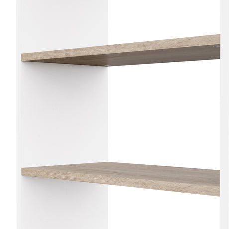 Echo Corner Office Desk with Bookcase - Matt White & Oak - FurniComp