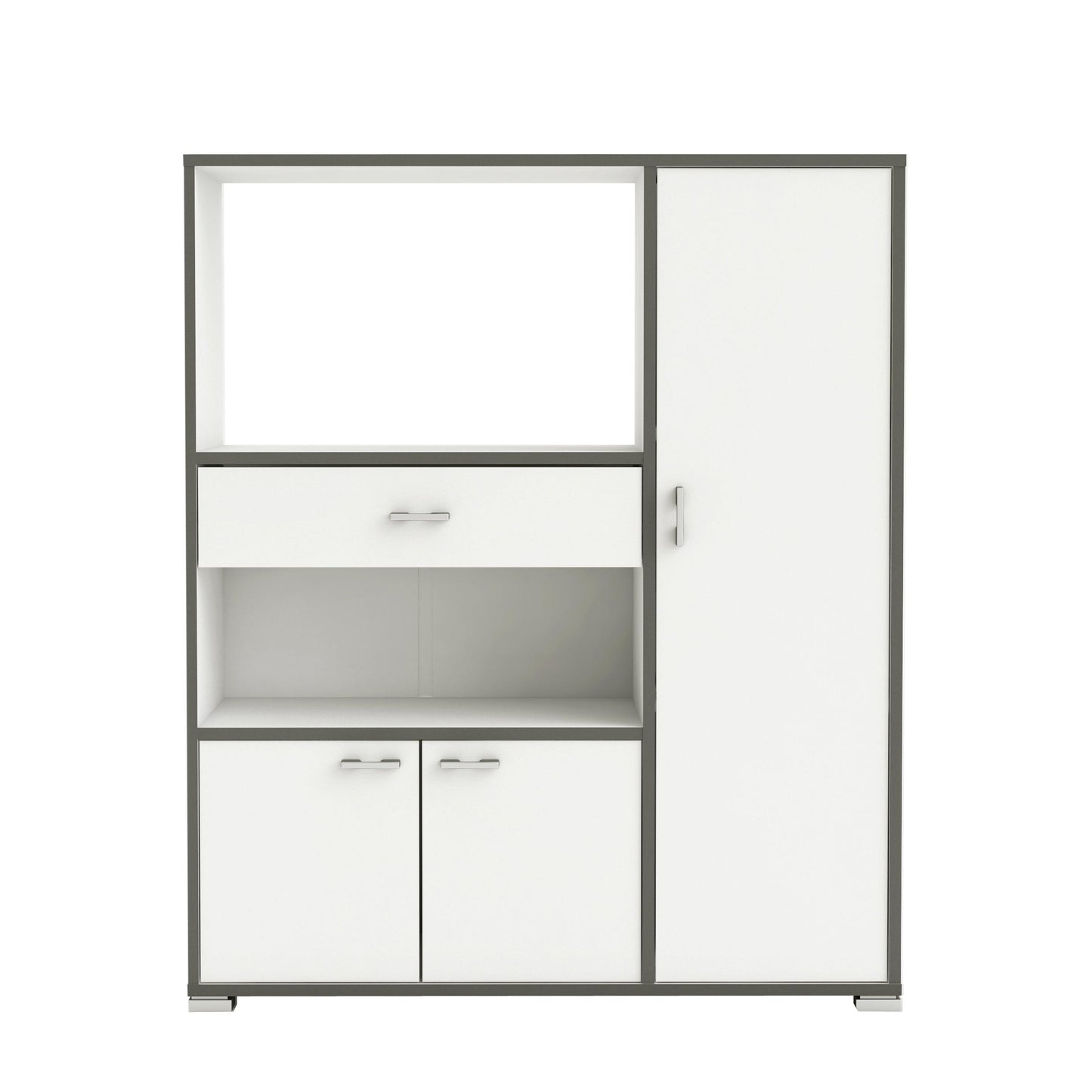 Eden Kitchen Microwave Storage Cabinet - Matt White & Black - FurniComp