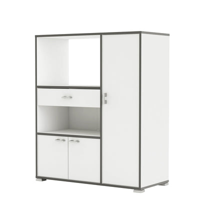 Eden Kitchen Microwave Storage Cabinet - Matt White & Black - FurniComp