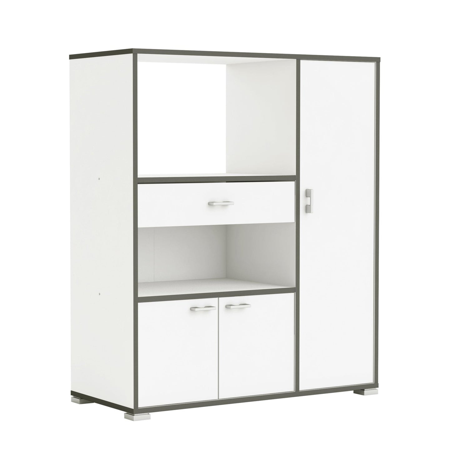 Eden Kitchen Microwave Storage Cabinet - Matt White & Black - FurniComp