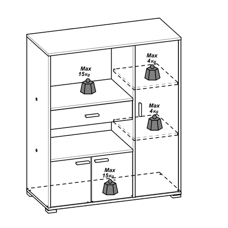 Eden Kitchen Microwave Storage Cabinet - Matt White & Black - FurniComp