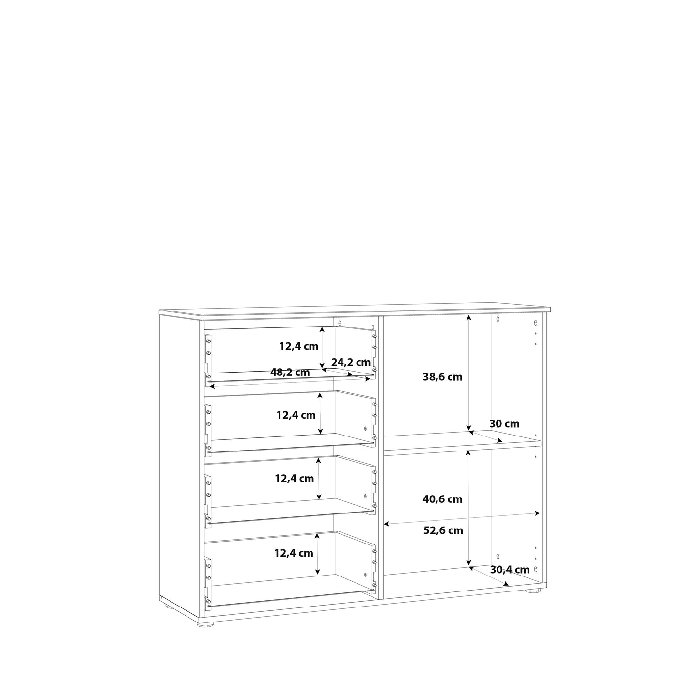 Ella White Gloss 1 Door 4 Drawer Compact Sideboard - FurniComp