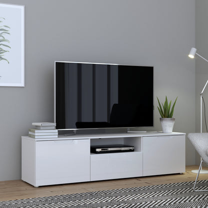 Ella 2 Door 1 Drawer White Gloss TV Unit - FurniComp