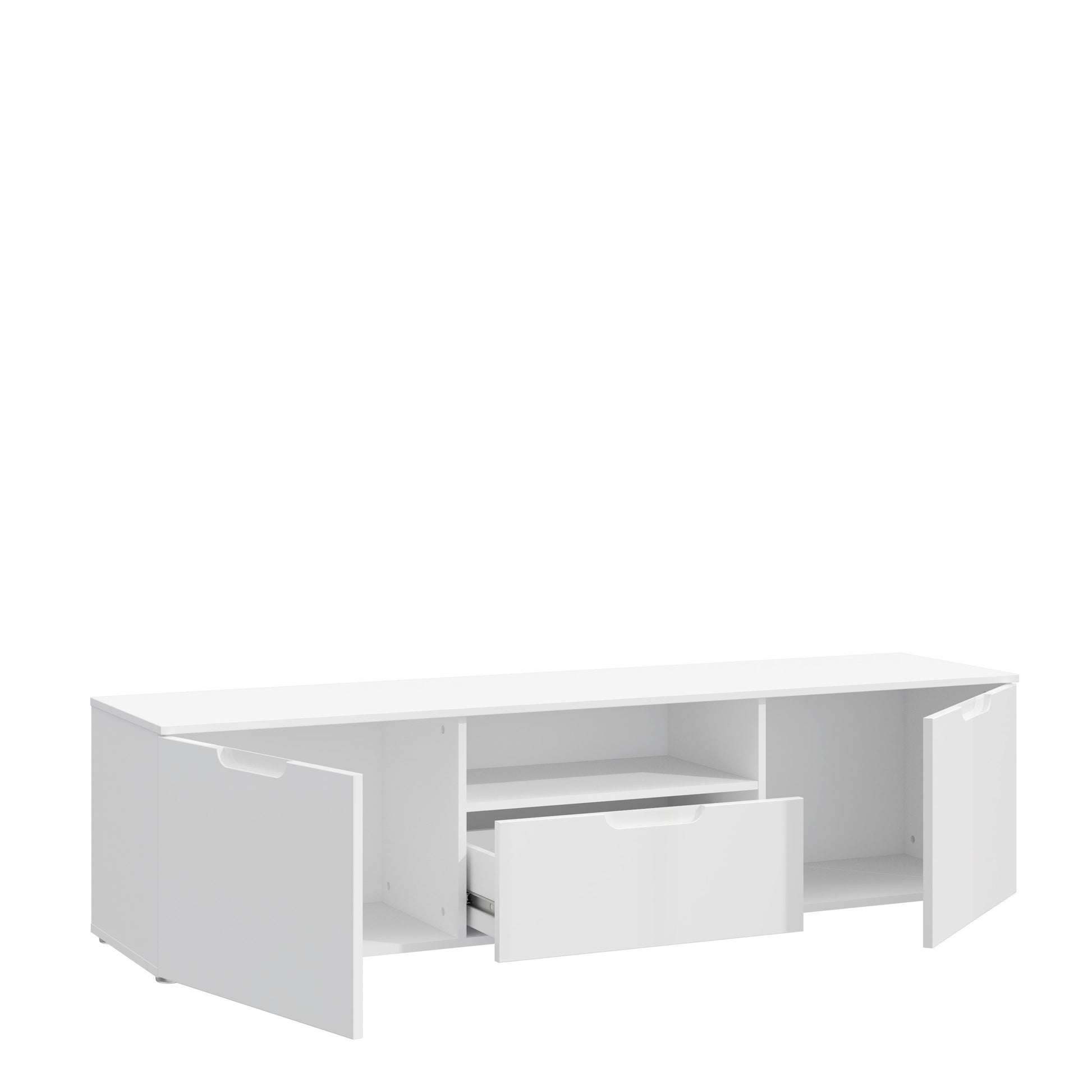 Ella 2 Door 1 Drawer White Gloss TV Unit - FurniComp