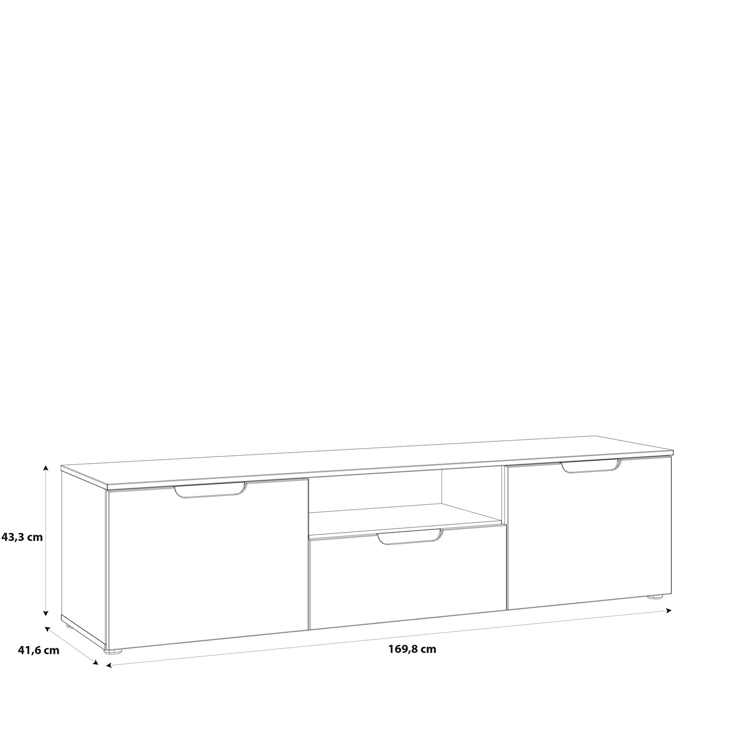 Ella 2 Door 1 Drawer White Gloss TV Unit - FurniComp