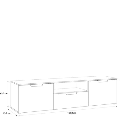 Ella 2 Door 1 Drawer White Gloss TV Unit - FurniComp