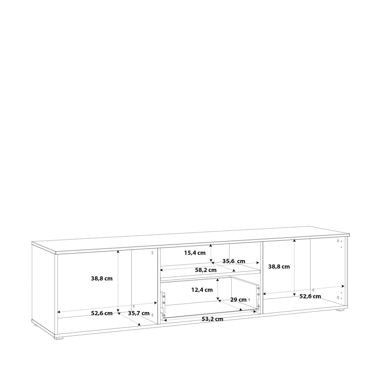 Ella 2 Door 1 Drawer White Gloss TV Unit - FurniComp