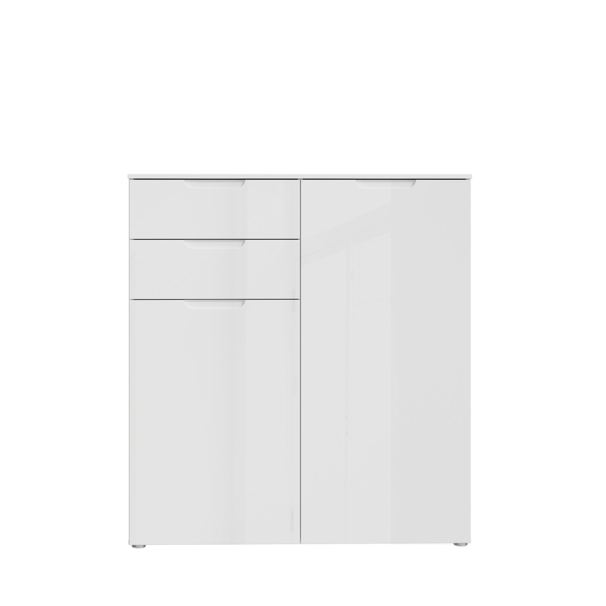 Ella White Gloss 2 Door 2 Drawer Tall Sideboard - FurniComp