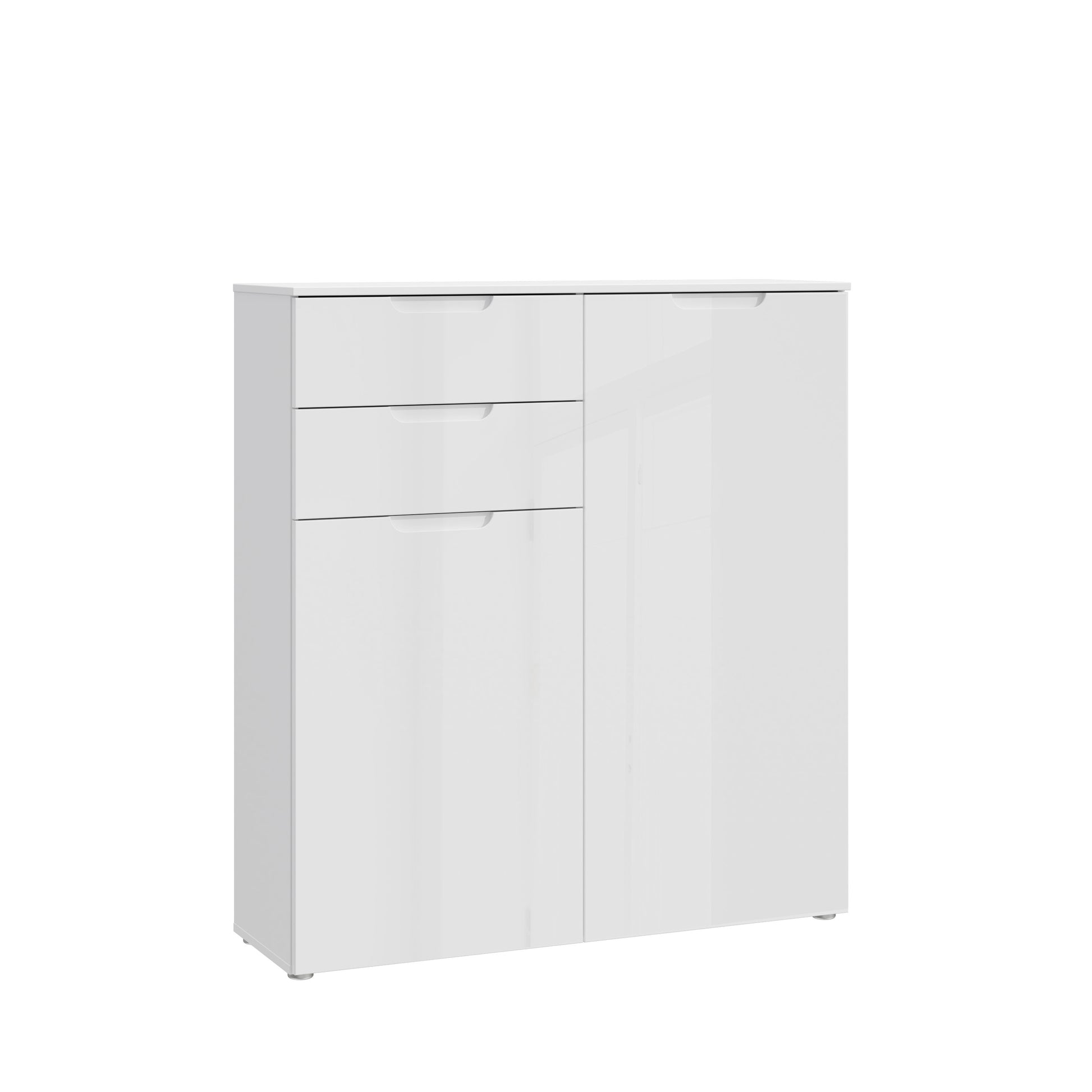 Ella White Gloss 2 Door 2 Drawer Tall Sideboard - FurniComp