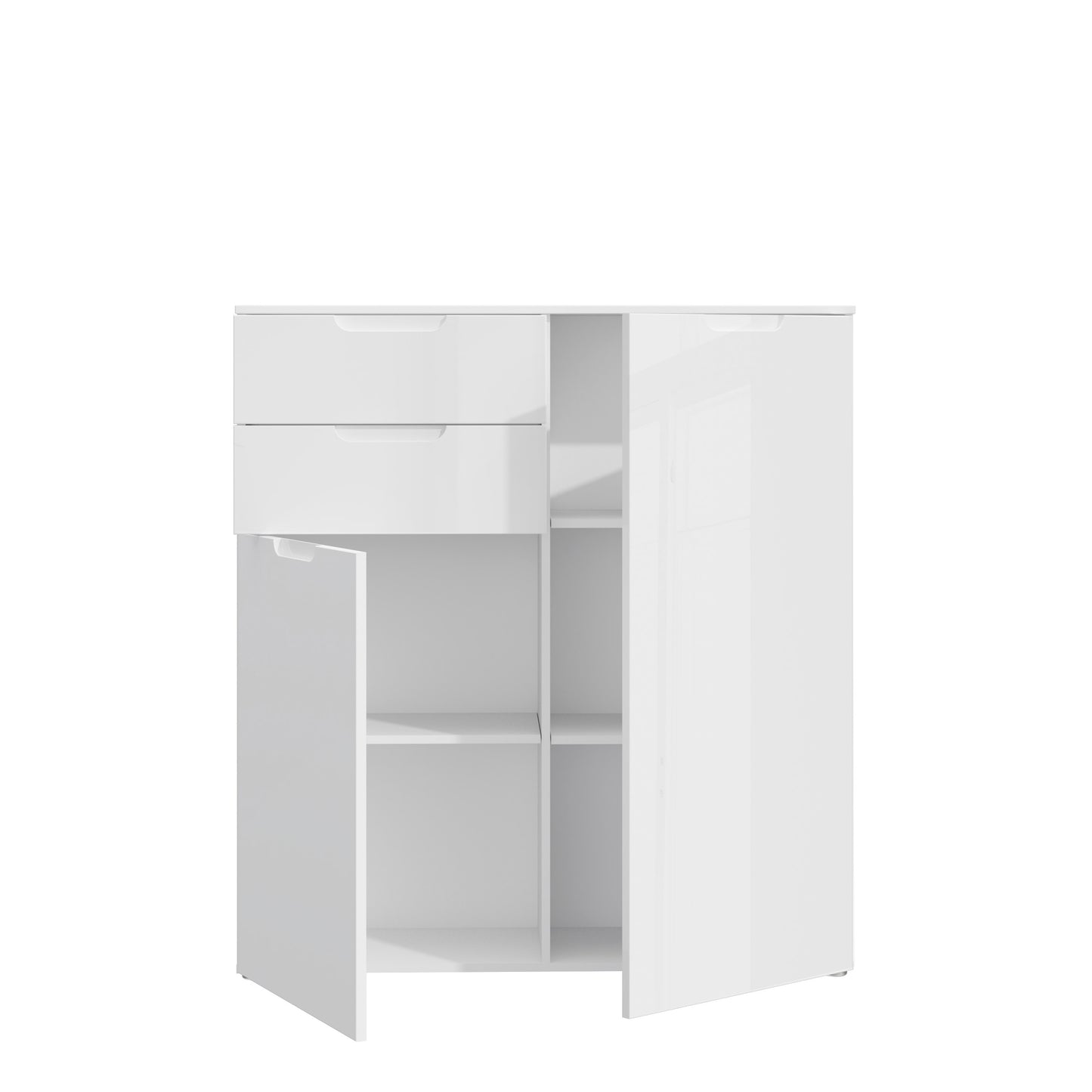 Ella White Gloss 2 Door 2 Drawer Tall Sideboard - FurniComp