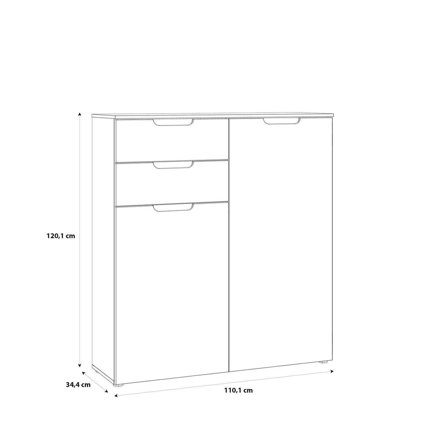 Ella White Gloss 2 Door 2 Drawer Tall Sideboard - FurniComp