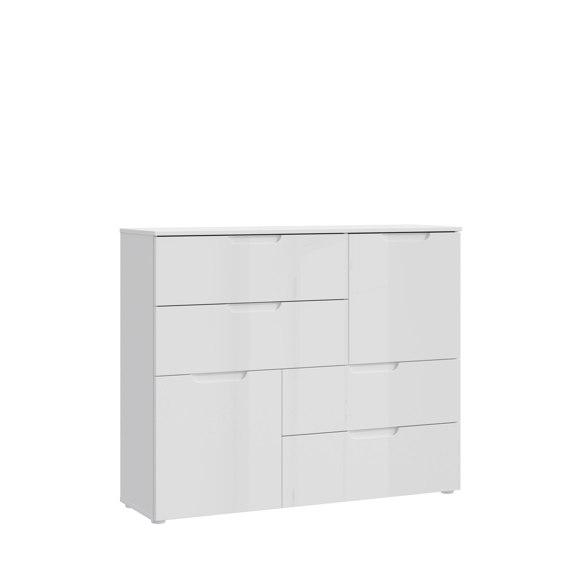 Ella 2 Door 4 Drawer Small White Gloss Sideboard - FurniComp