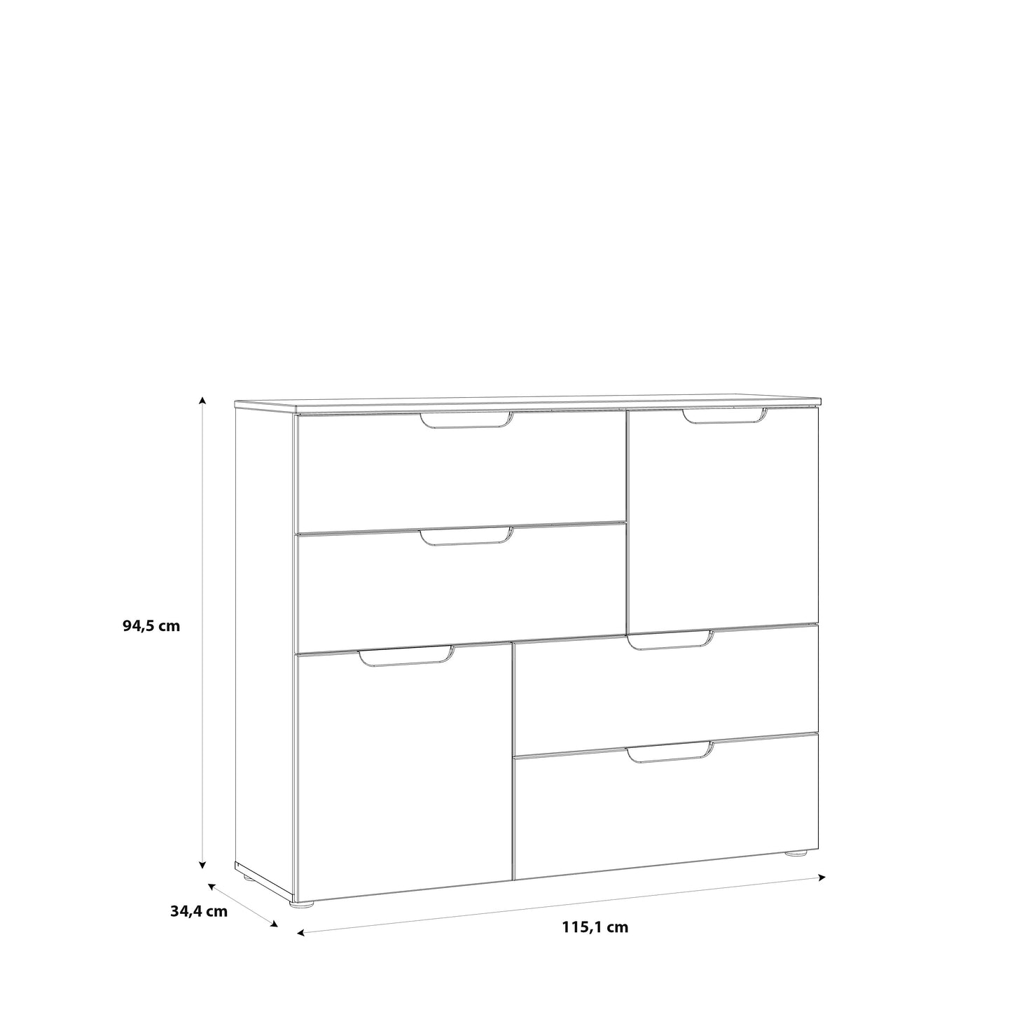 Ella 2 Door 4 Drawer Small White Gloss Sideboard - FurniComp