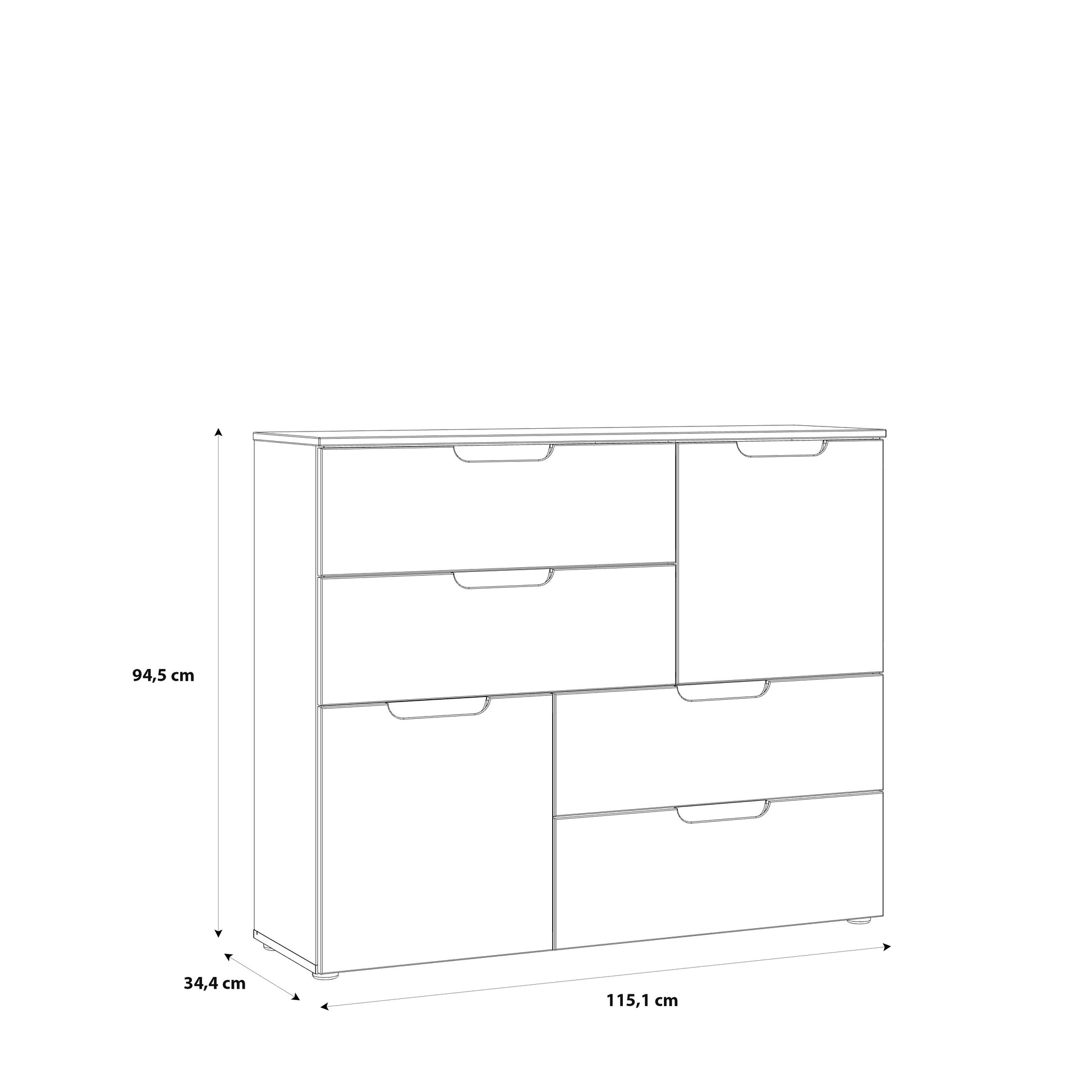 Ella 2 Door 4 Drawer Small White Gloss Sideboard - FurniComp