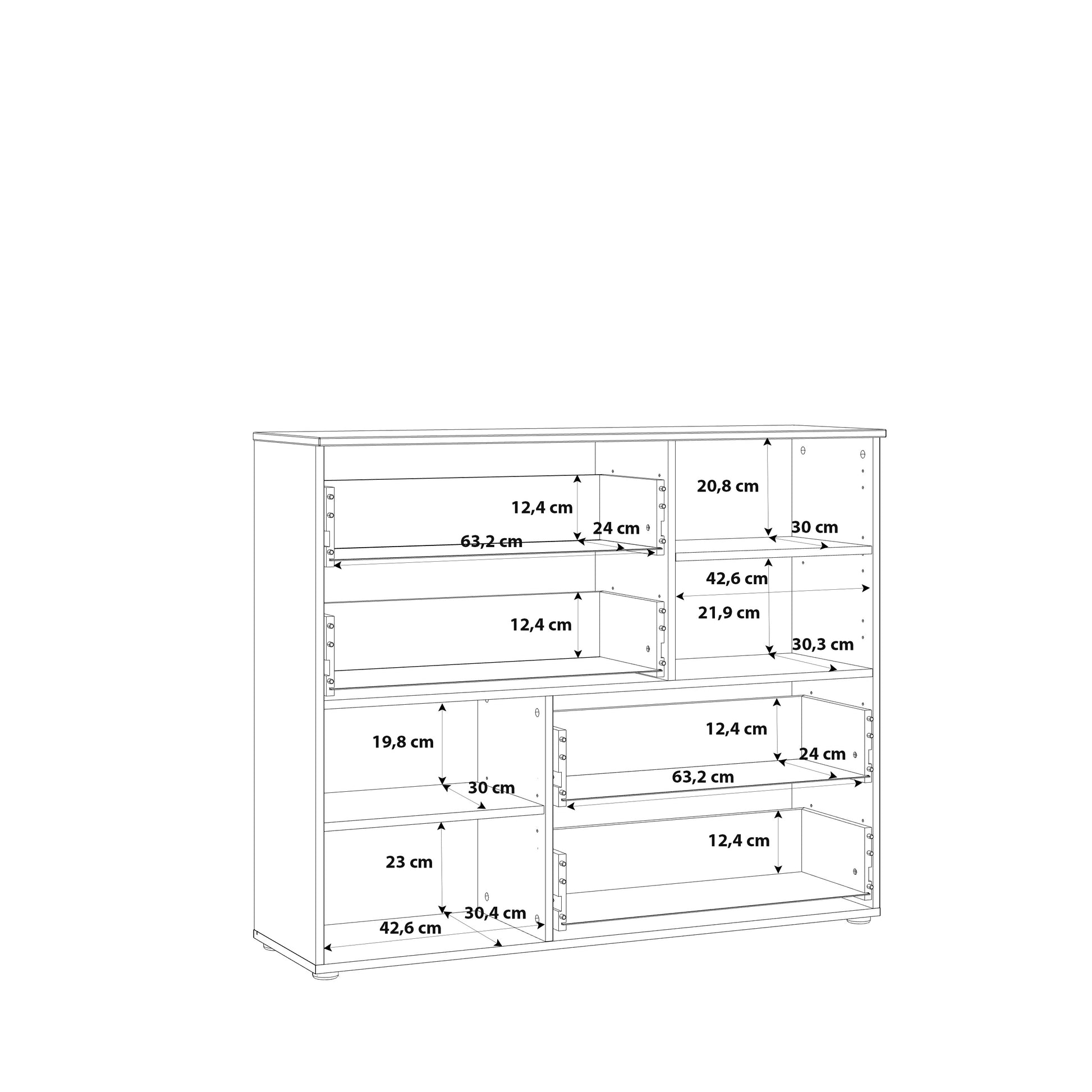 Ella 2 Door 4 Drawer Small White Gloss Sideboard - FurniComp